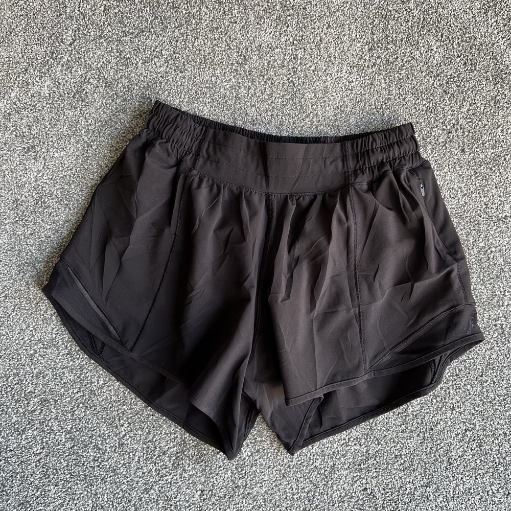 Lululemon Womens Size 4 Black Running Shorts Lined Athletic Zip Pockets